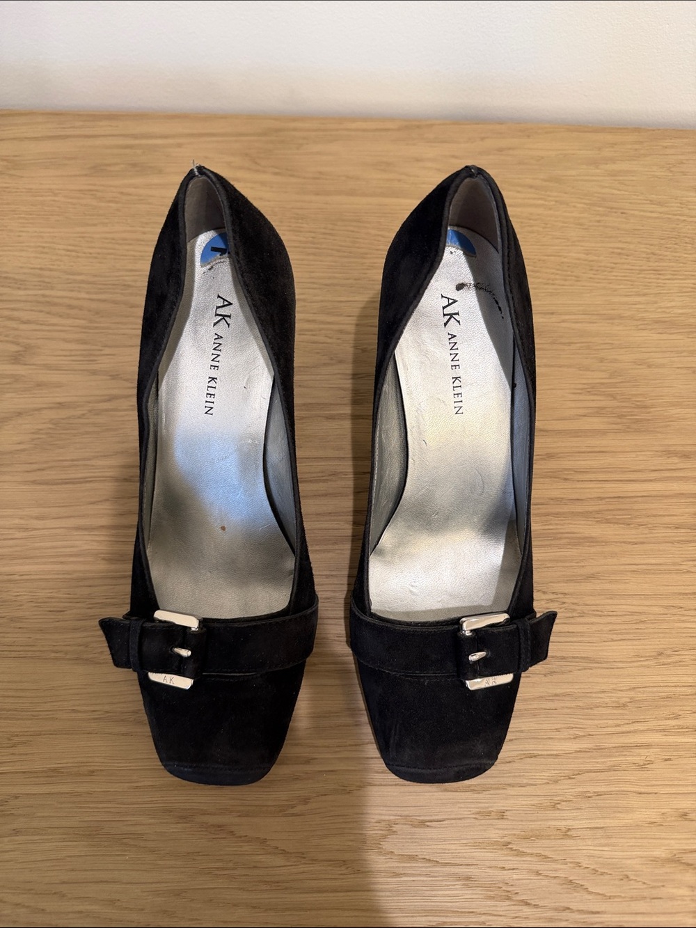 Anne Klein Black Suede Buckle Pump